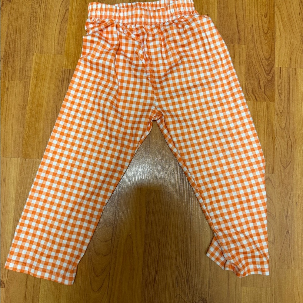 Orange Gingham Checkered Pants